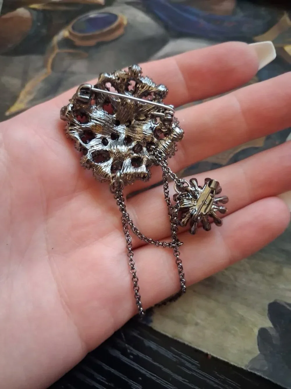 Unusual Sparkly dangle brooch